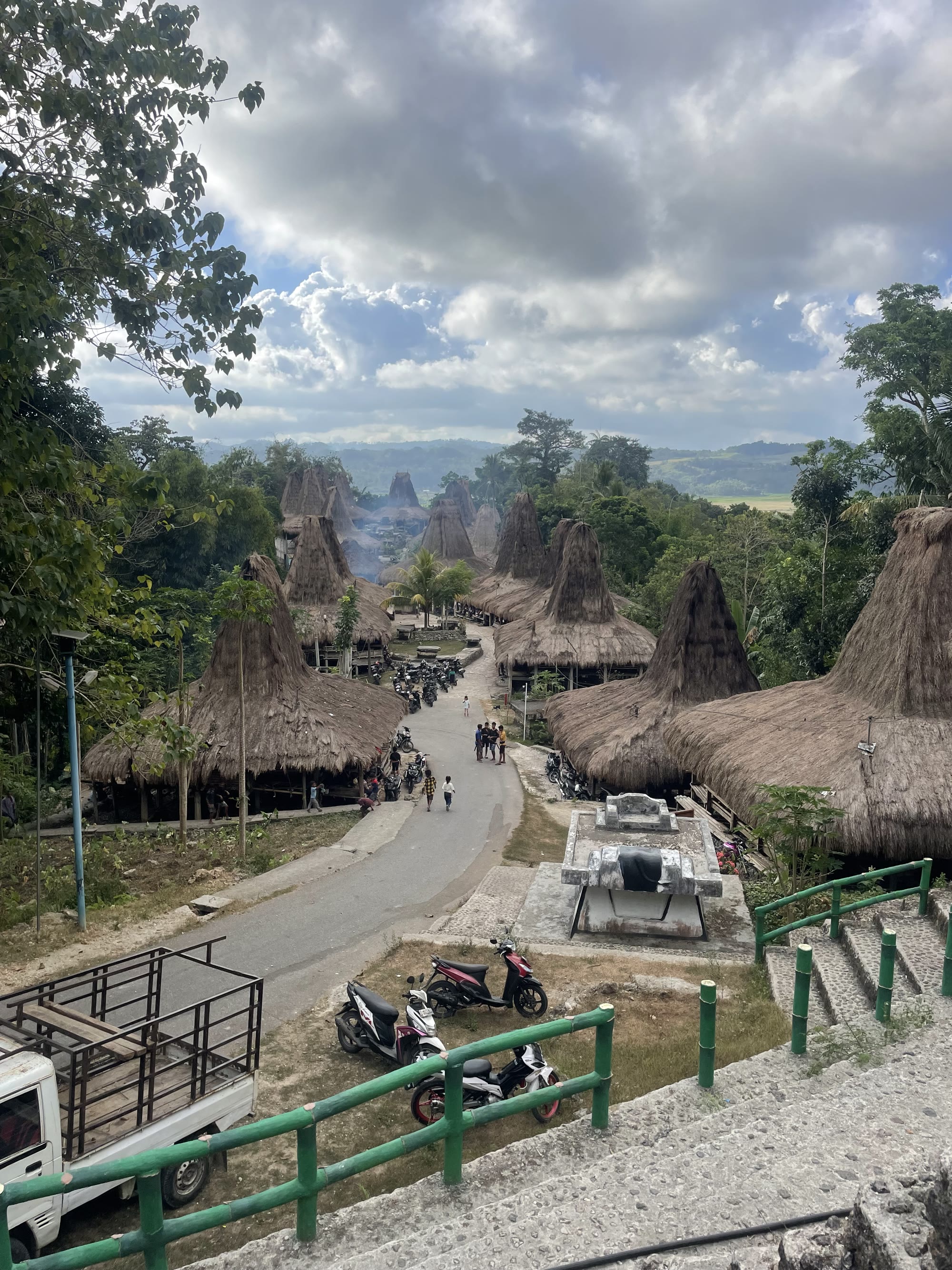 Traditional peaked thatched roofs of a Sumbanese village